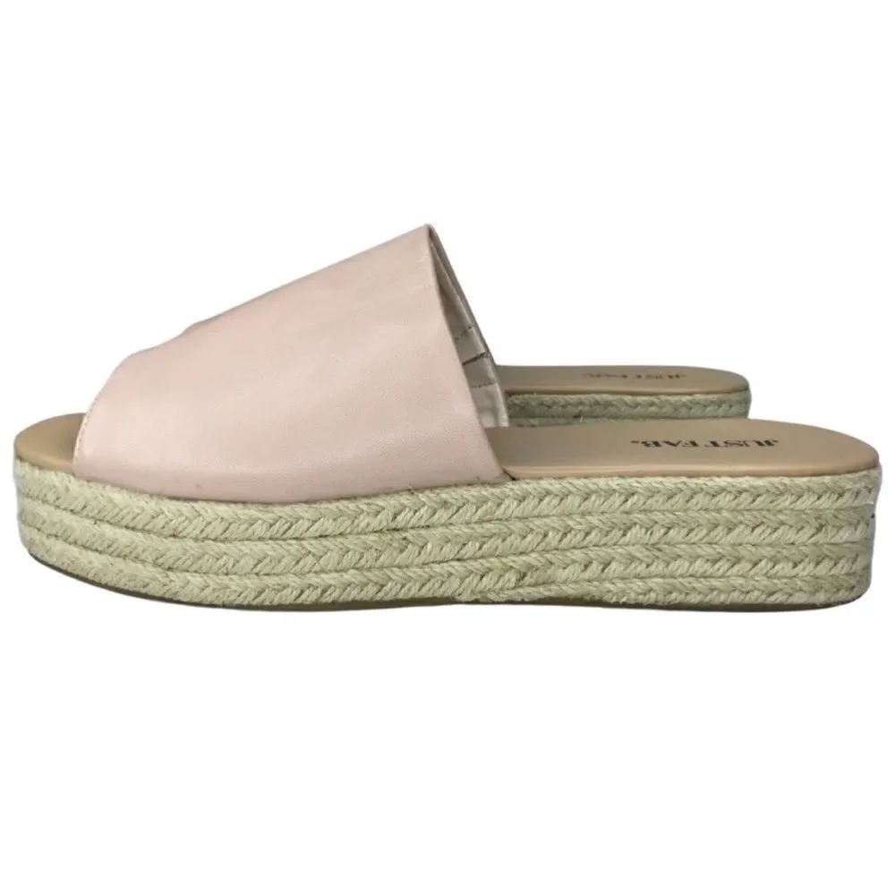 JustFab Sun Daze Pale Pink Slides Platform Espadrilles Size 10